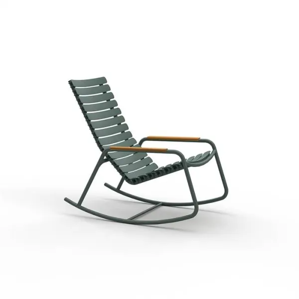 HOUE ReCLIPS Schaukelstuhl aus recyceltem Kunststoff mit Bambus - Olive Green